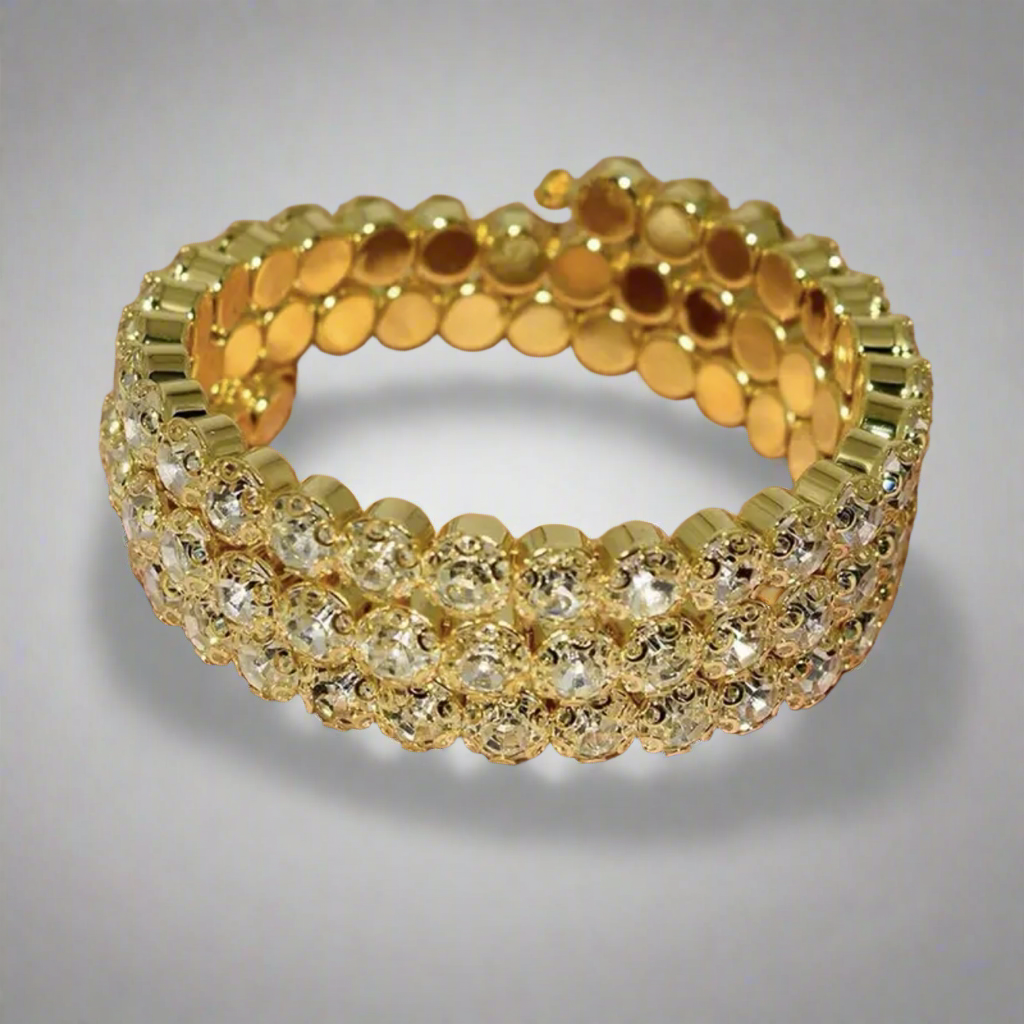 Clear Gold 3 Row Flexible Bracelet