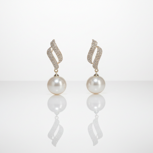 Pearl & Rhinestone Elegant Dangle Earrings