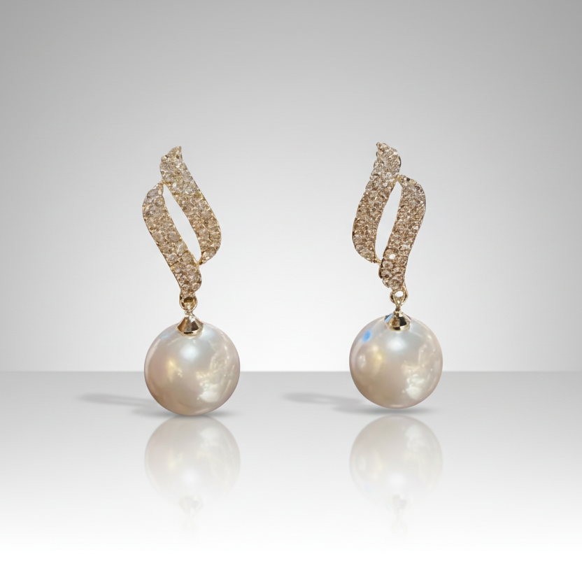 Pearl & Rhinestone Elegant Dangle Earrings