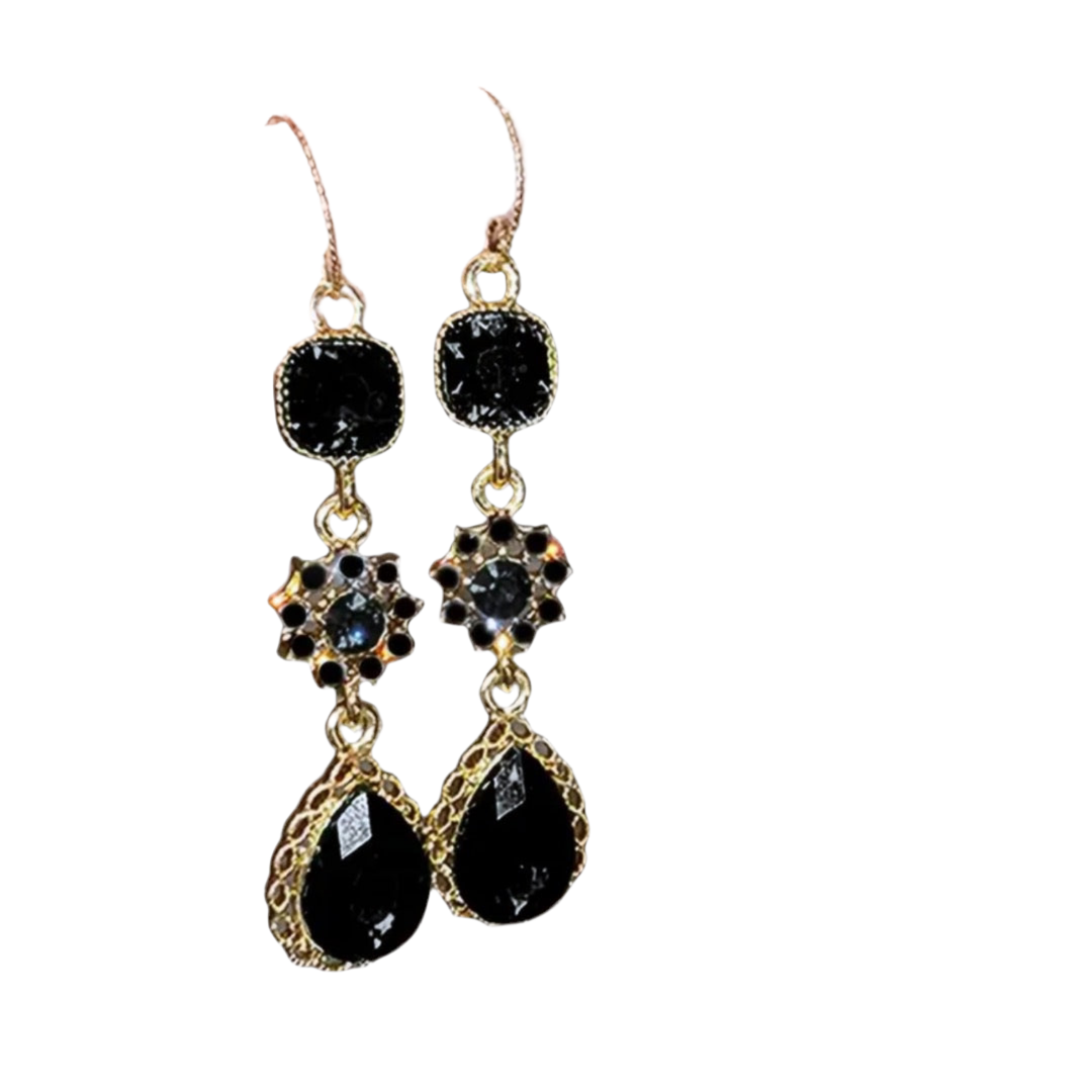 Elegant Black Glass Earrings