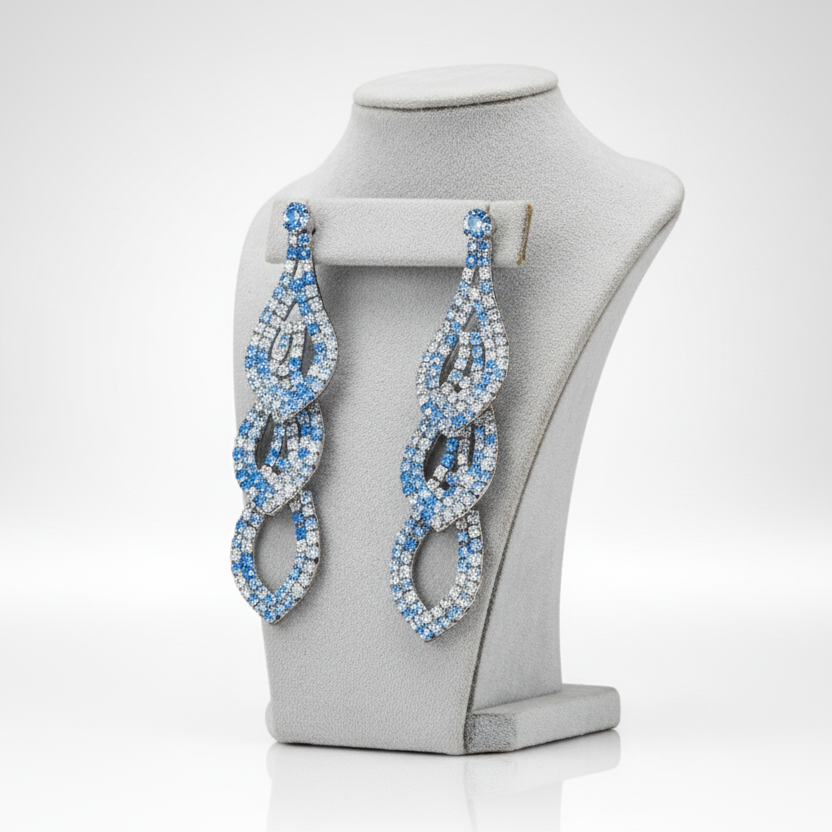 Blue & Clear Rhinestone  Earrings