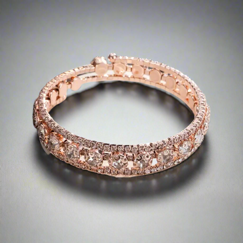 Rose Gold Rhinestone Flexible Bracelet