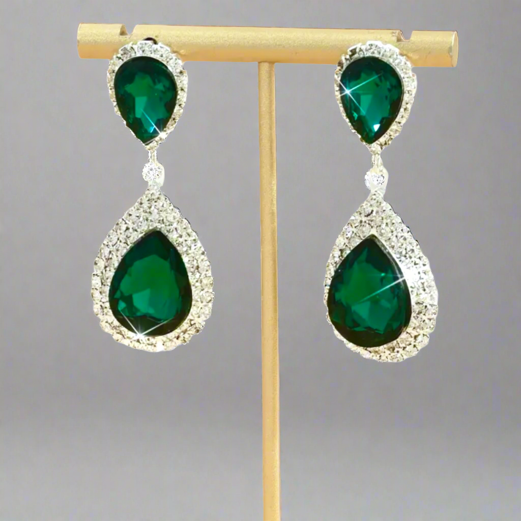 Green Clear Earrings