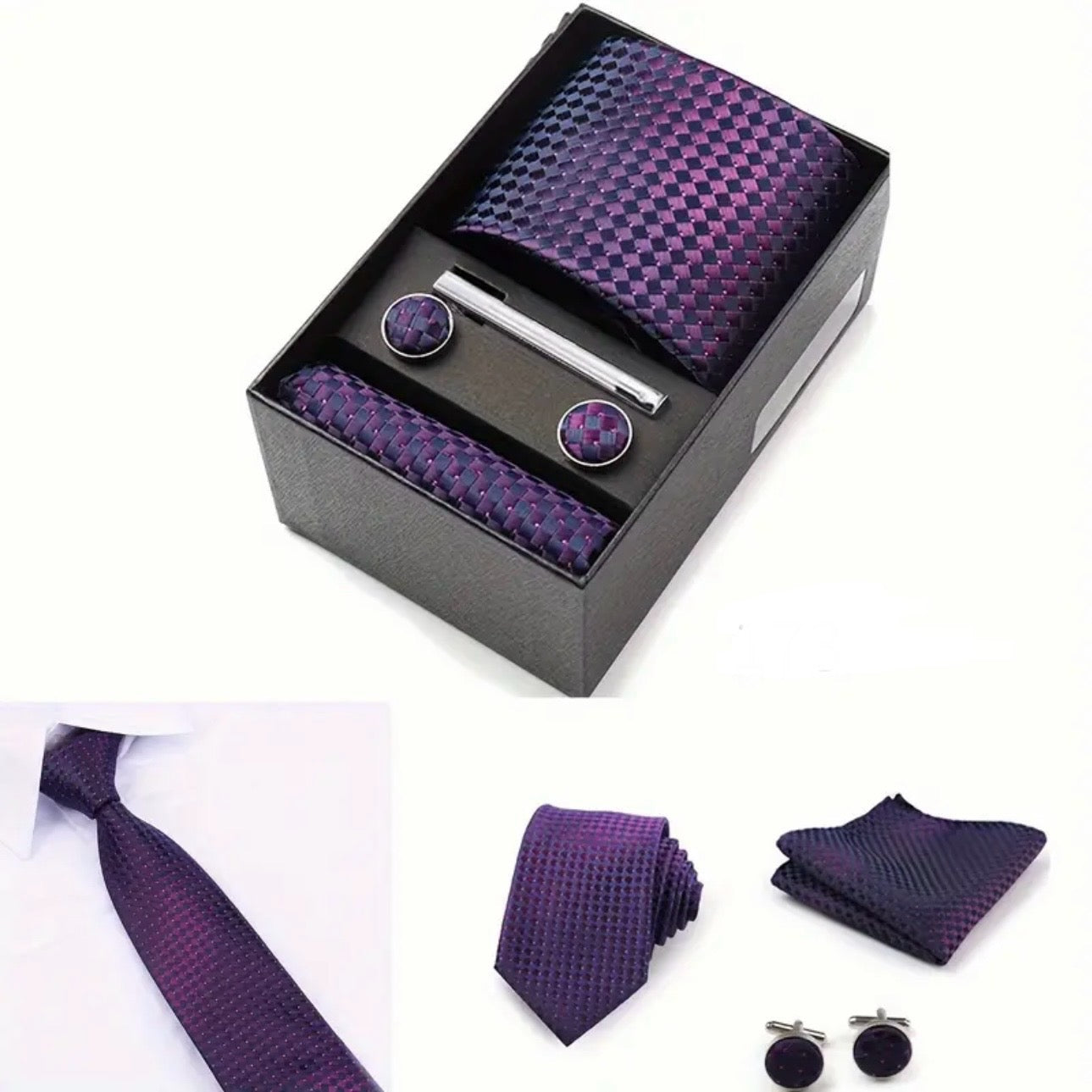 Blue Purple Necktie Box Set