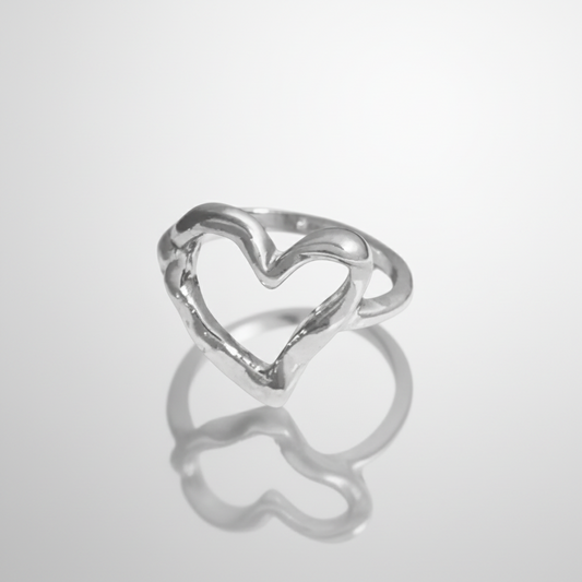 Polished Heart Ring Silver