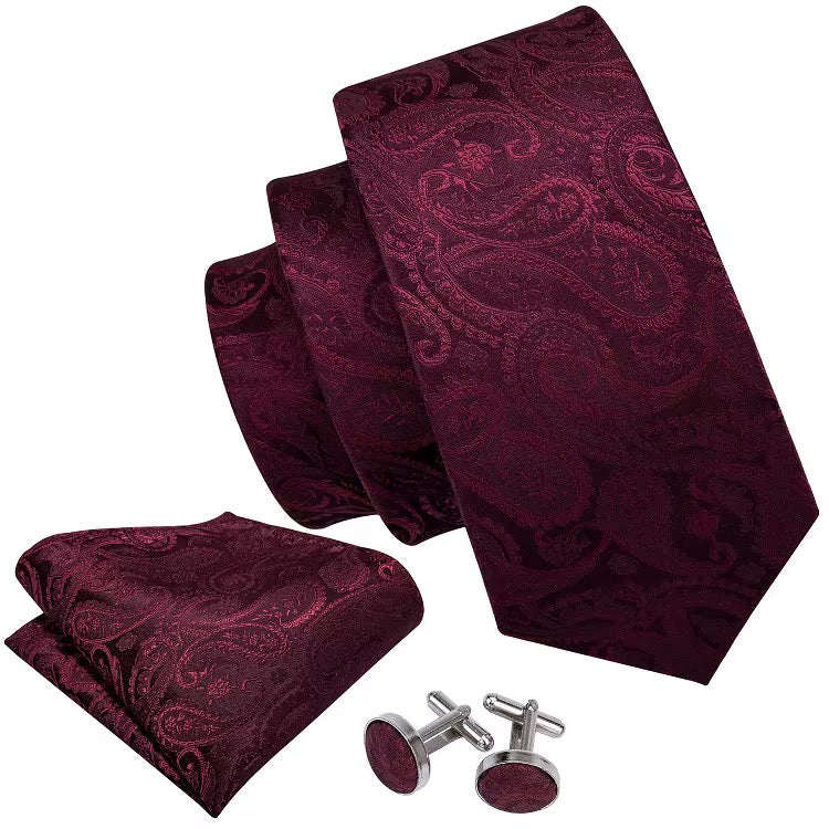 Red Burgundy Necktie Set
