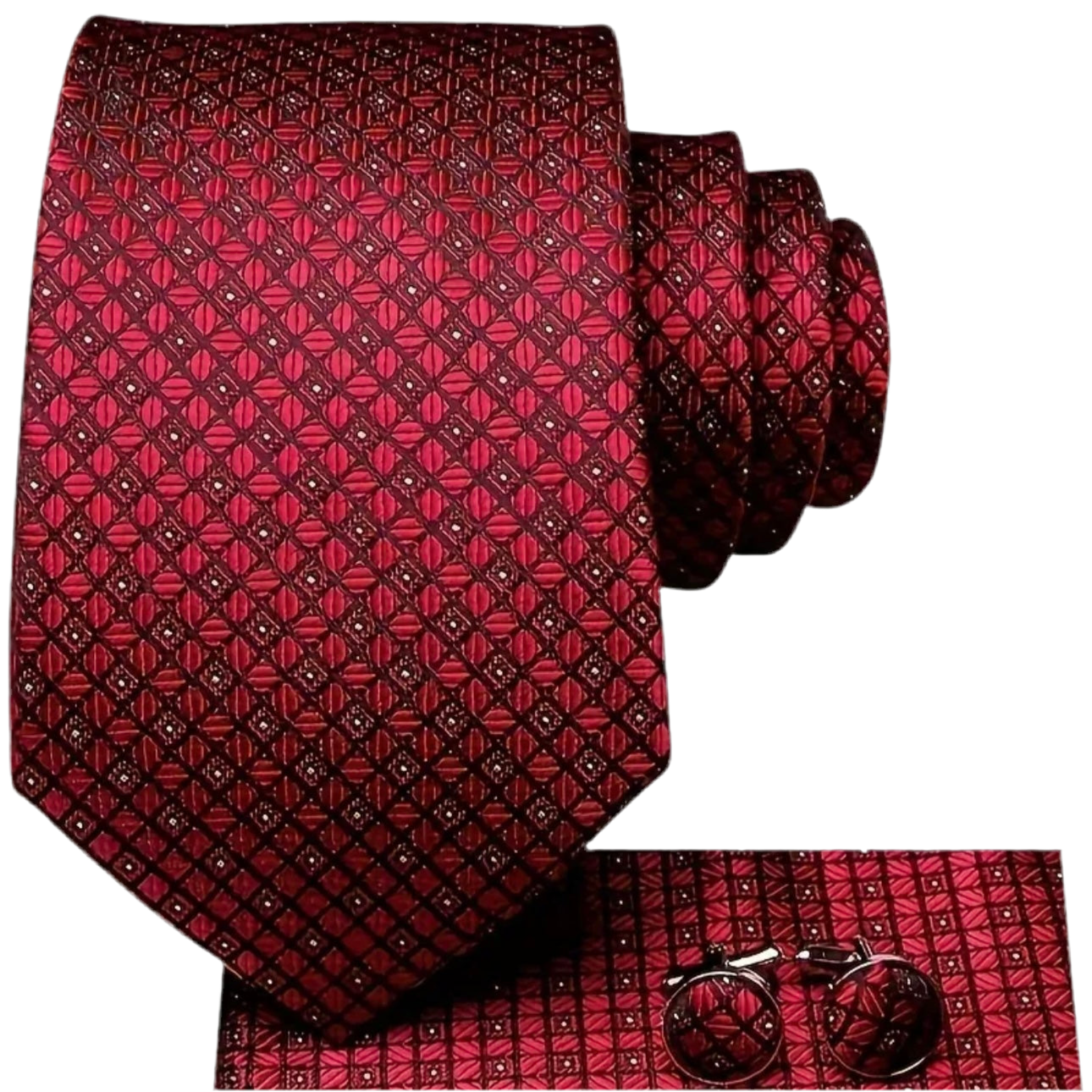 Red Black Dot Necktie Set