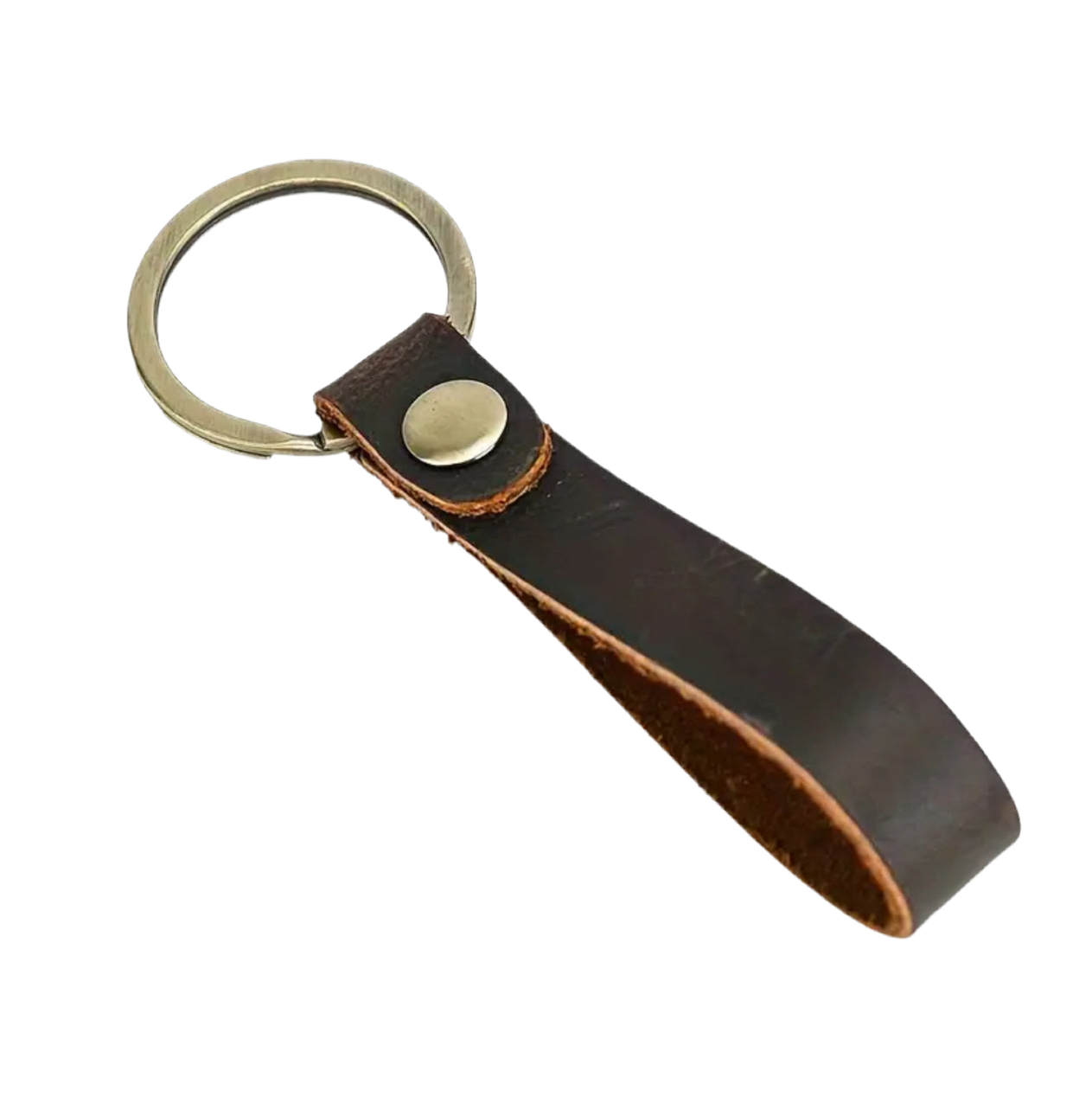 Leather Keychain in Lt Brown