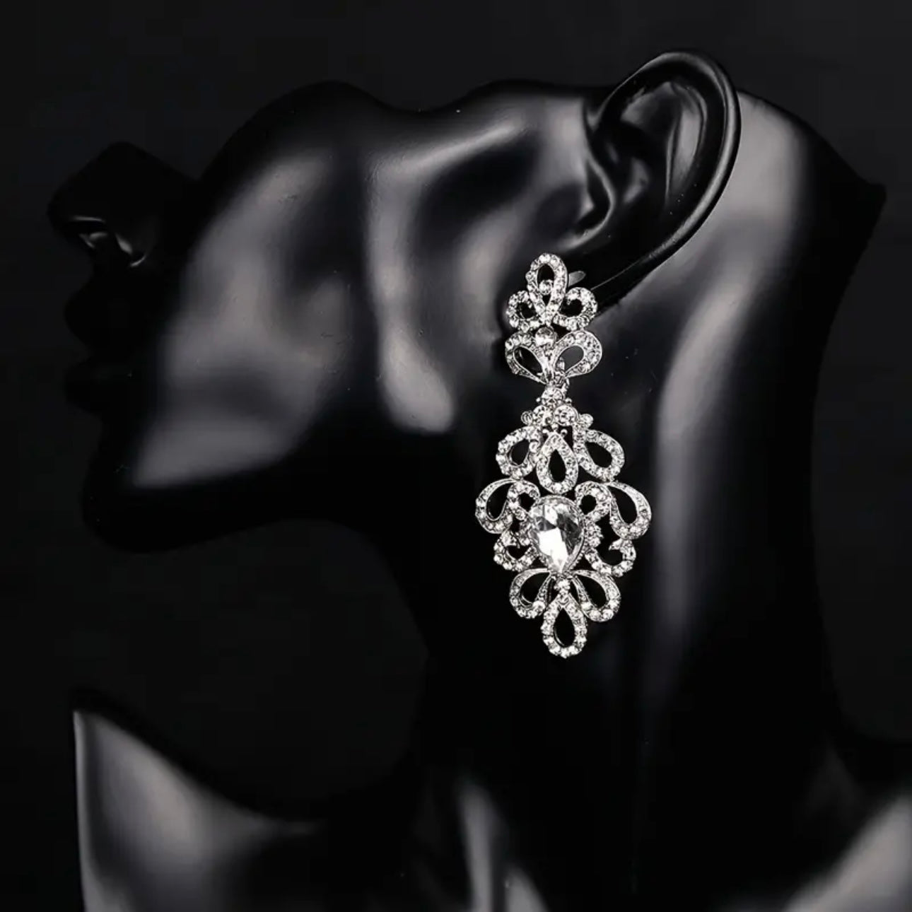 Rhinestone Silver Earrings