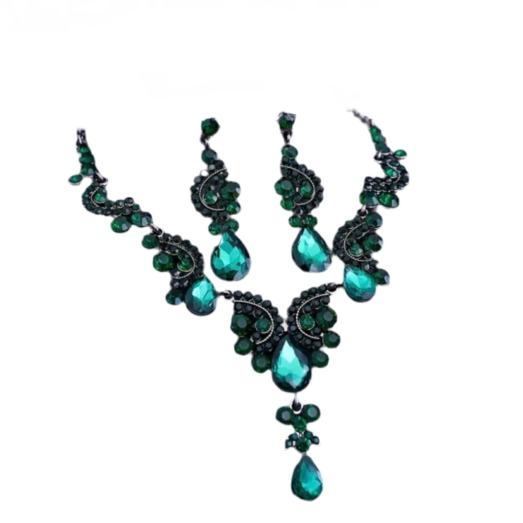 Green Black Tiara Jewelry Set