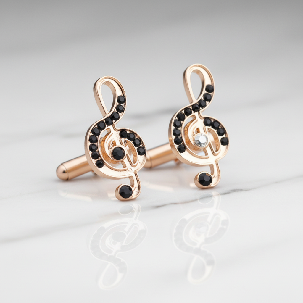 Music Note Gold Cufflinks