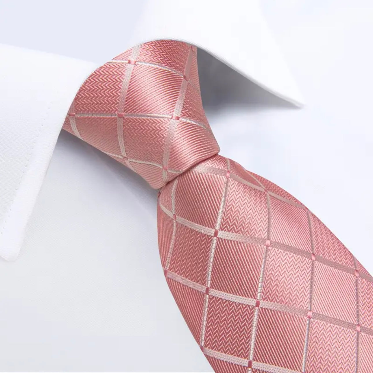 Pink Blush Plaid Necktie Set