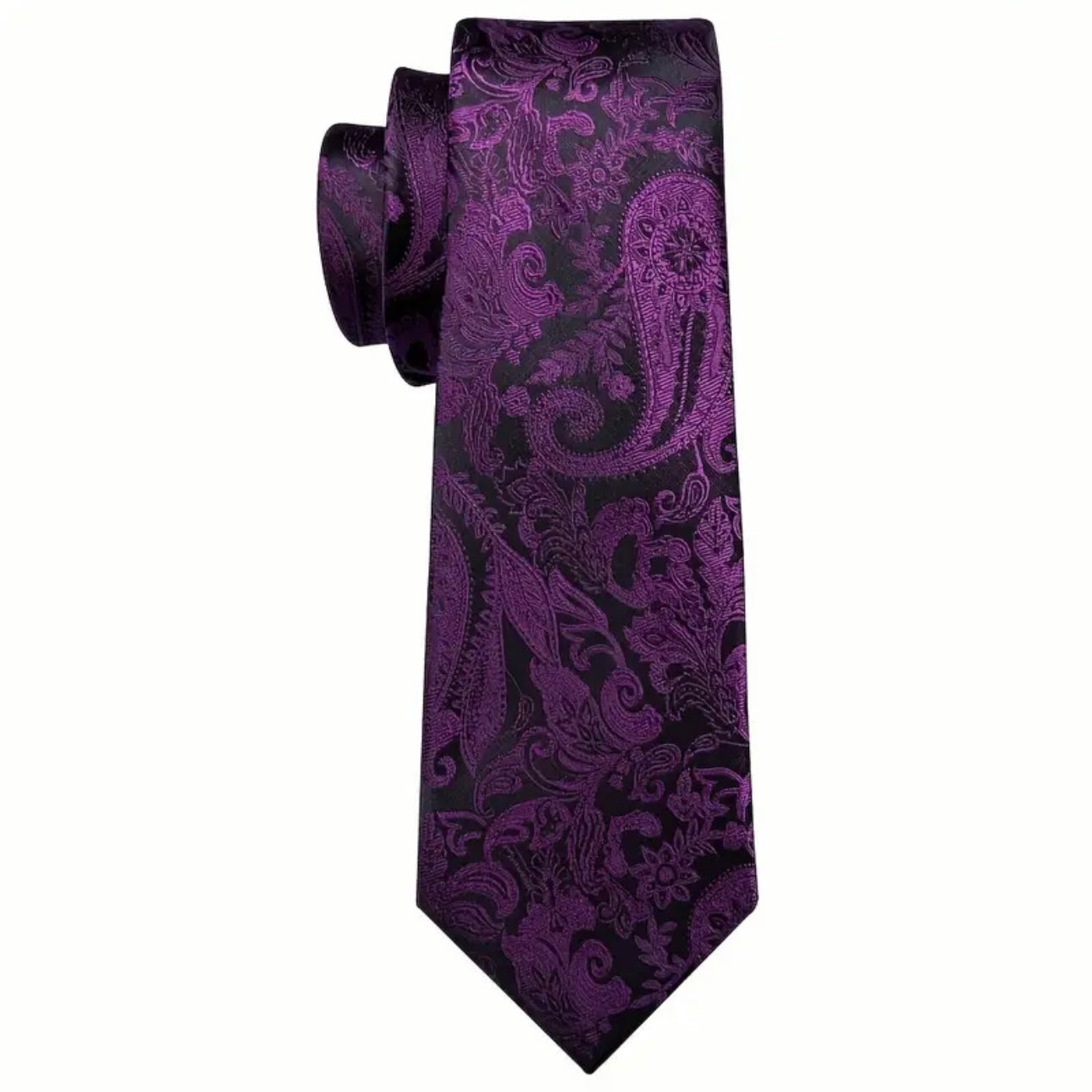 Purple Paisley Necktie Set