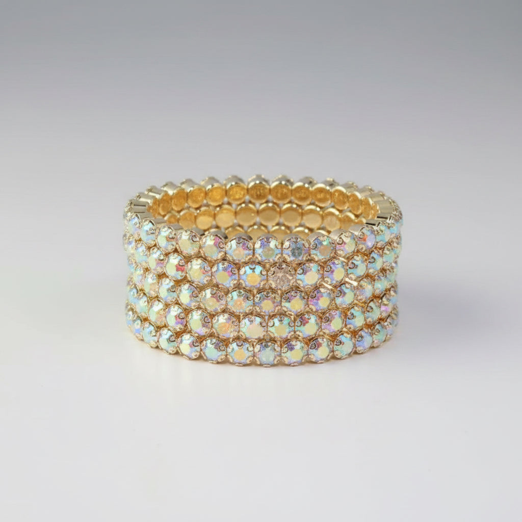 Flexible 5 Row Bracelets-Gold Setting
