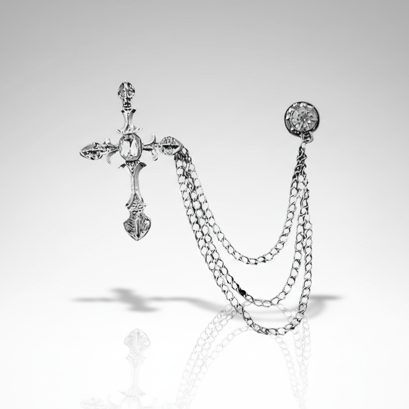 Cross & Chains Lapel Pin