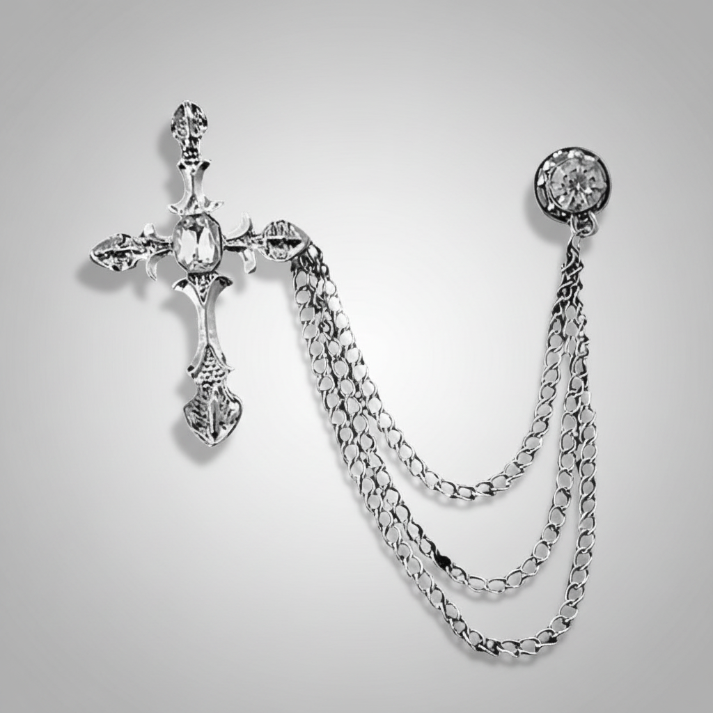 Cross & Chains Lapel Pin
