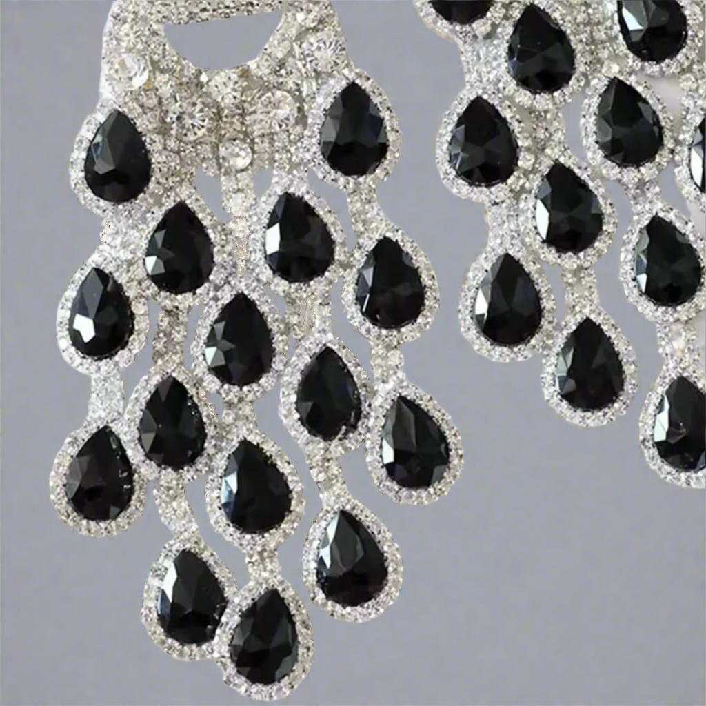 Black Silver Exaggerated Tassel Earrings