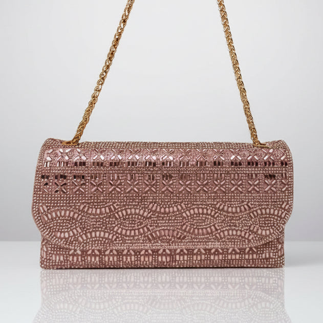 Rose Gold Embellished Clutch