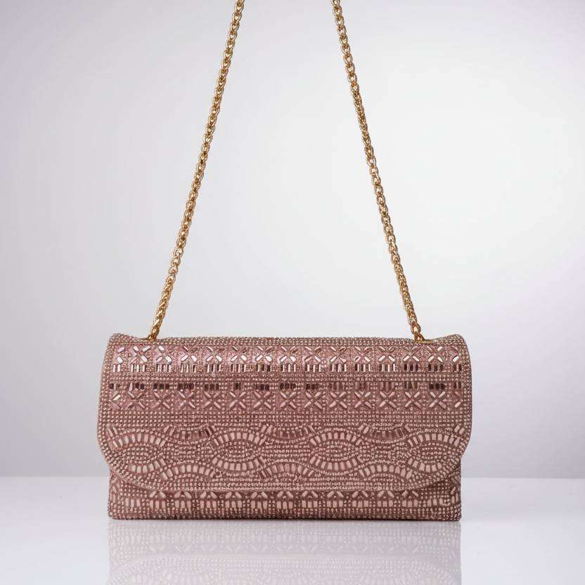 Rose Gold Embellished Clutch