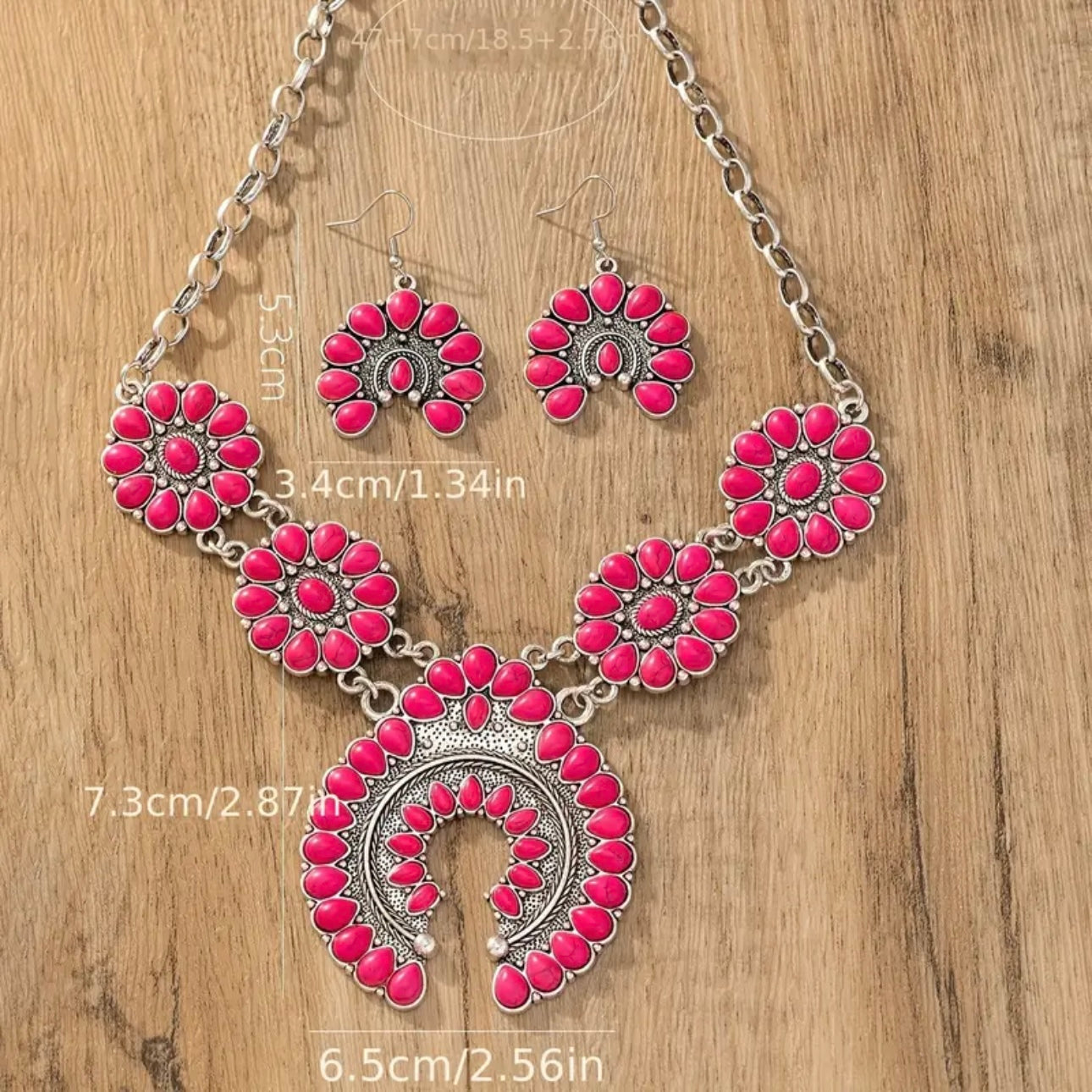 Pink Turquoise Squash Blossom Set