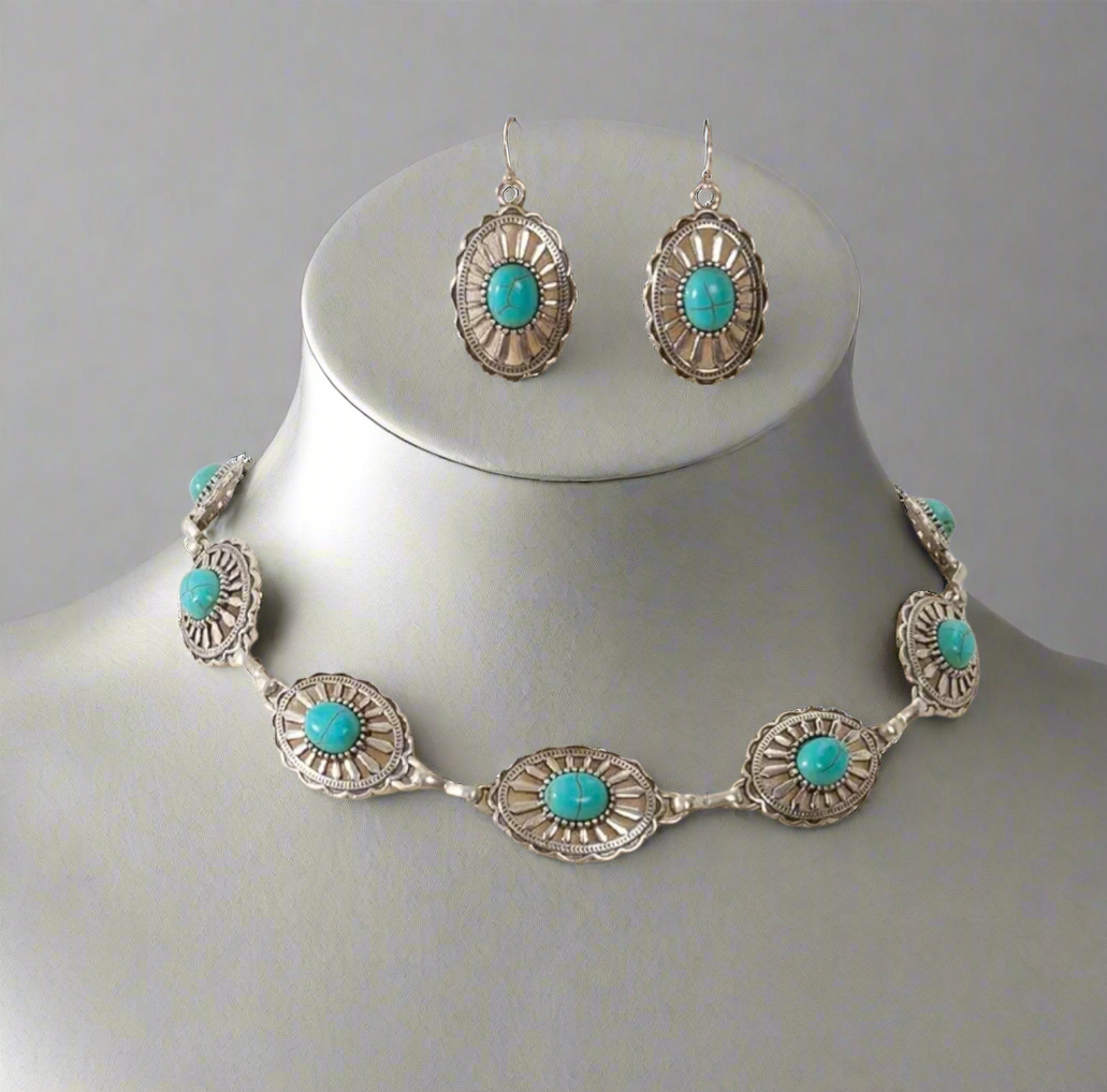 Blue Turquoise Concho Set
