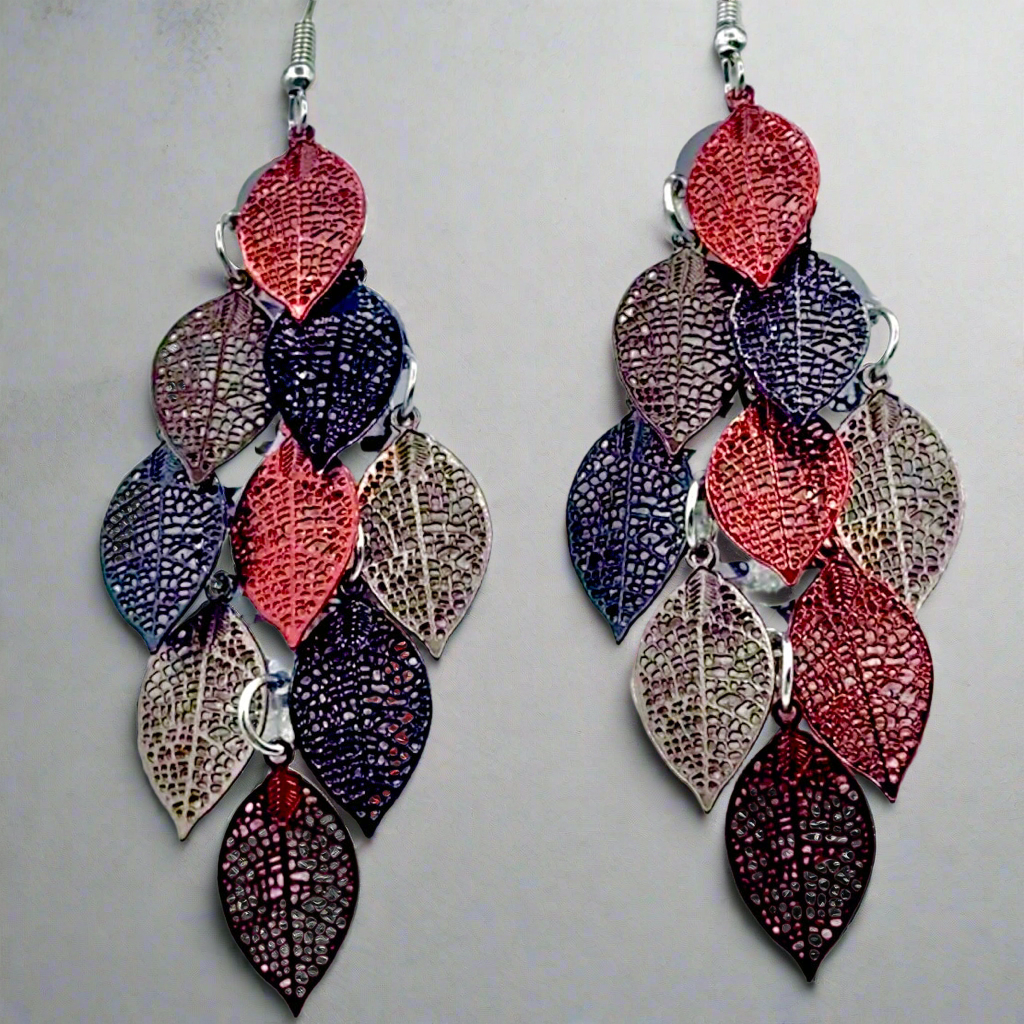 Red Leaf Tassel Earrings