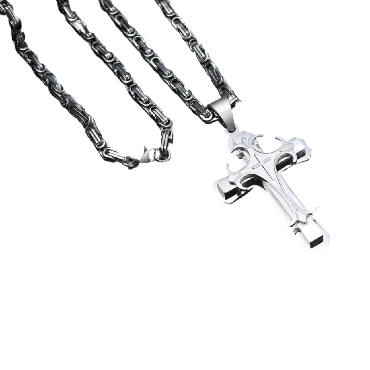 Layered Cross Pendant Byzantine Necklace