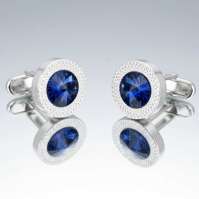 Blue Cufflinks Tie Clip Set