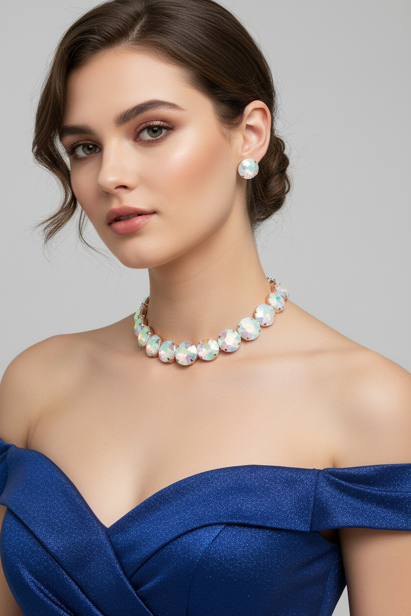 Bold Choker Necklace & Earrings Jewelry Set