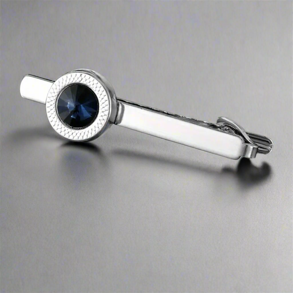 Blue Cufflinks Tie Clip Set