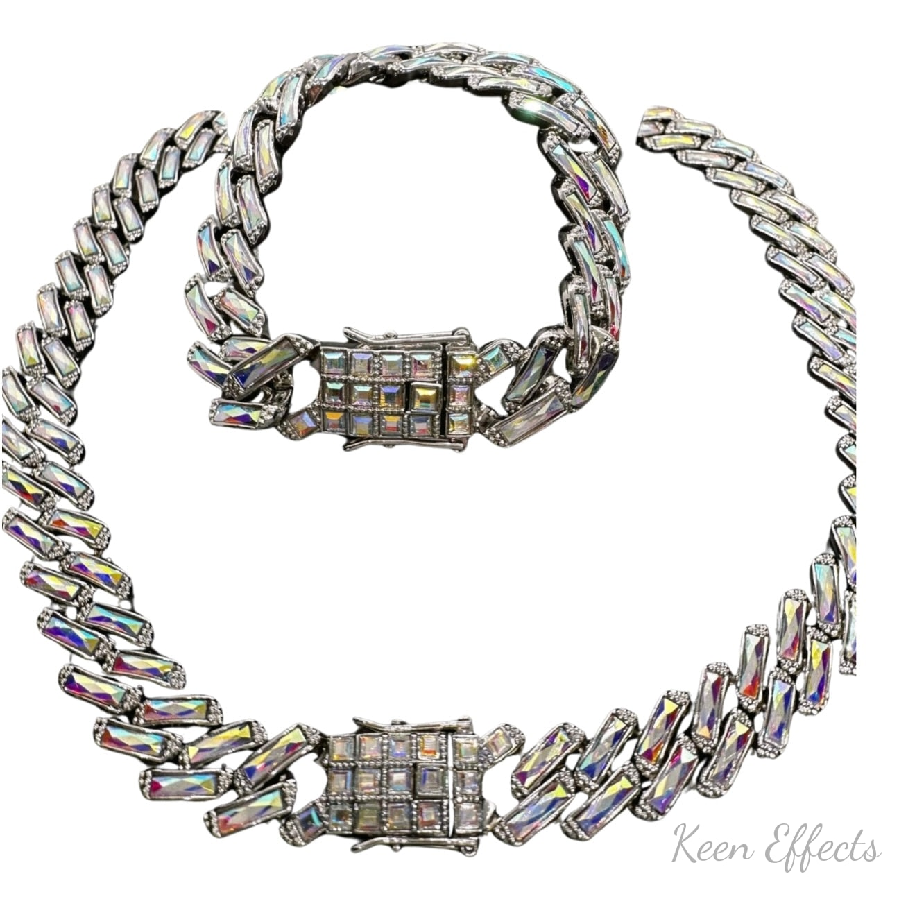 Iridescent (AB) Cuban Chain Bracelet