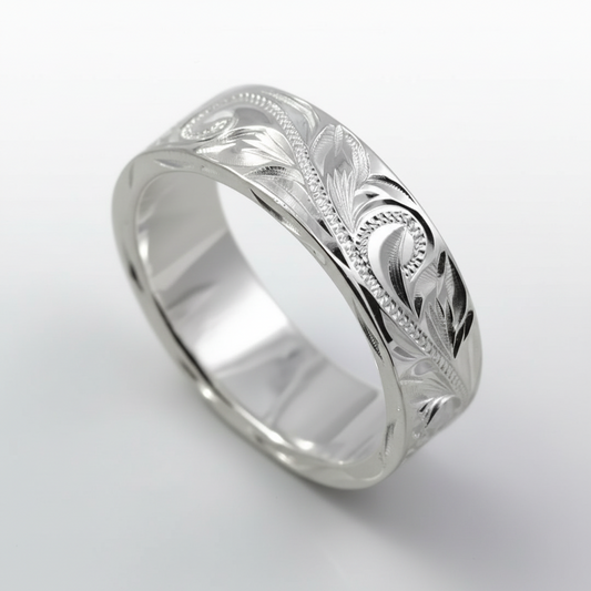 Hand Carved 925 Silver Ring