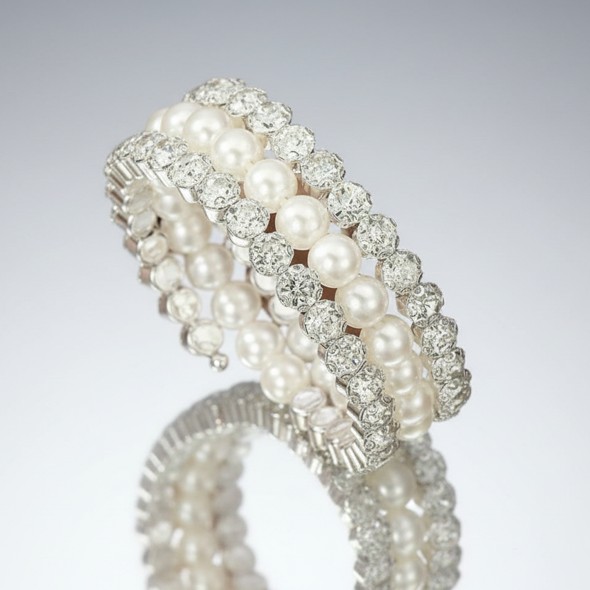 Pearls & Rhinestones Flexible Bracelet