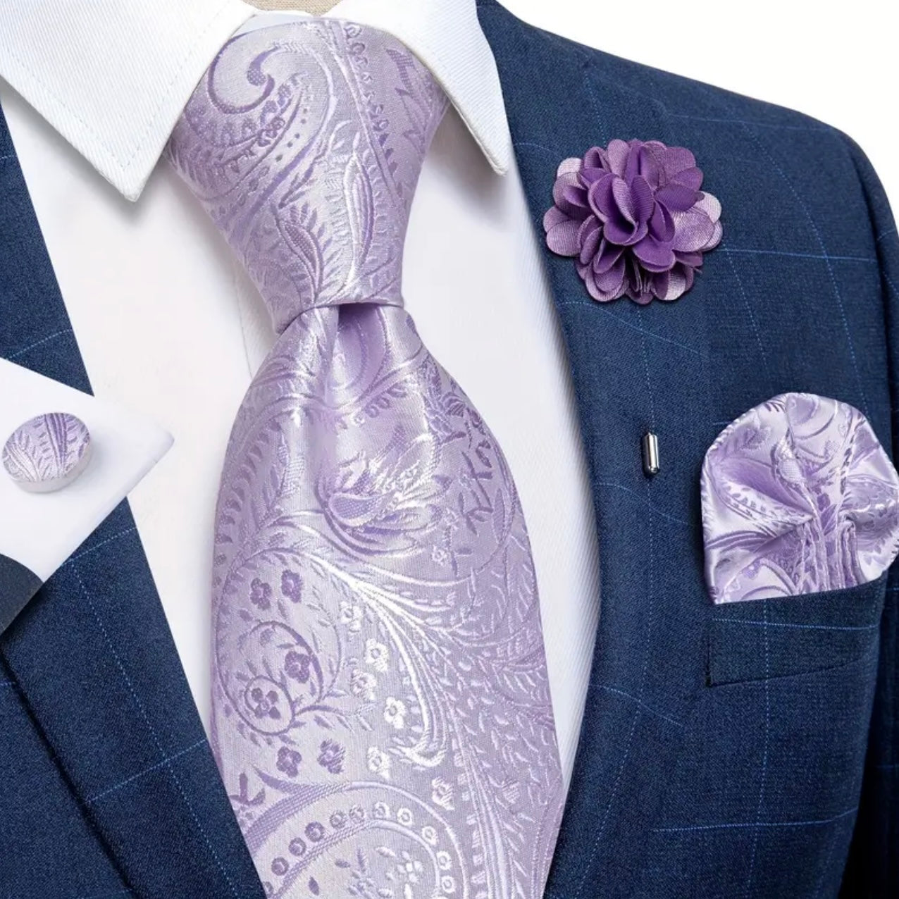 Purple Lavender Elegance Necktie Set