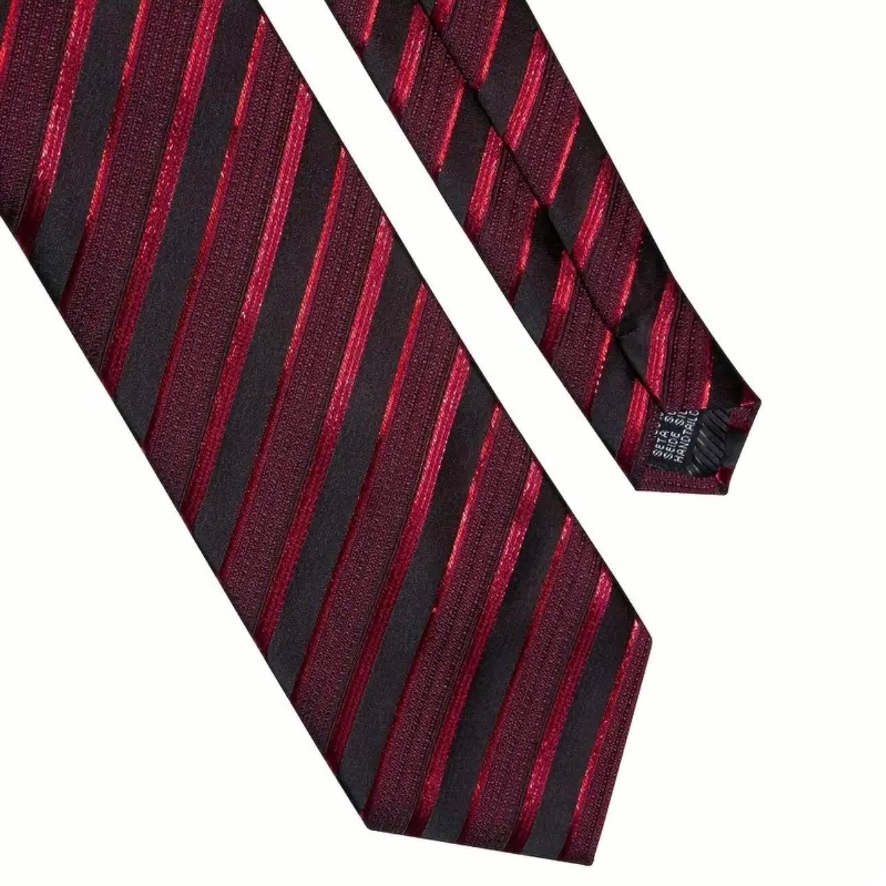 Red Black Stripe Necktie Set