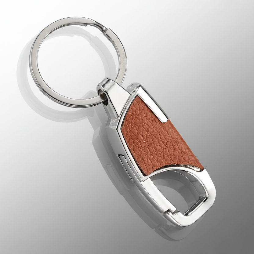 Brown Sleek Keychain With Clip