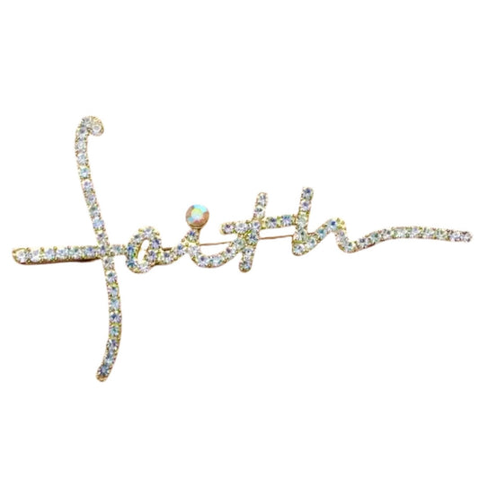 Faith Gold Rhinestone Brooch