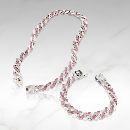 Pink Cuban Chain Set
