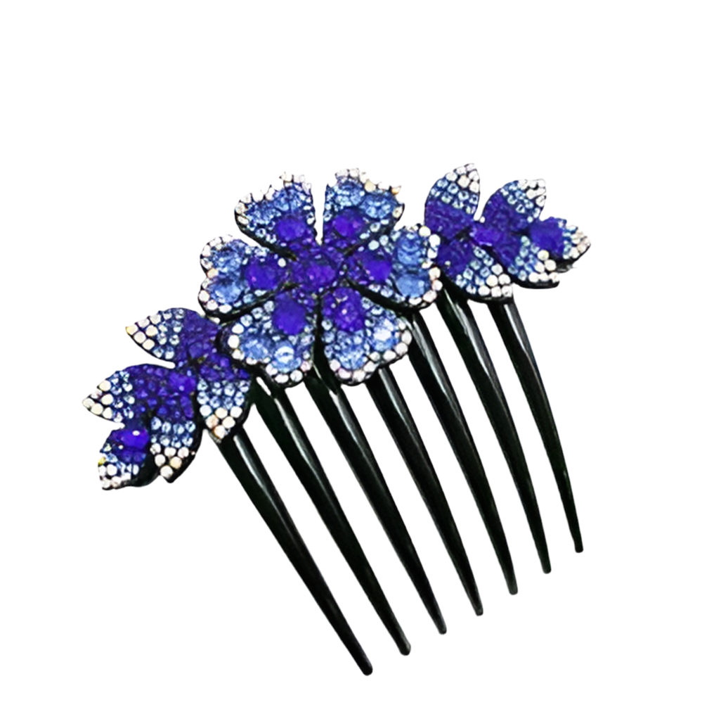 Flower Hair Comb Blue