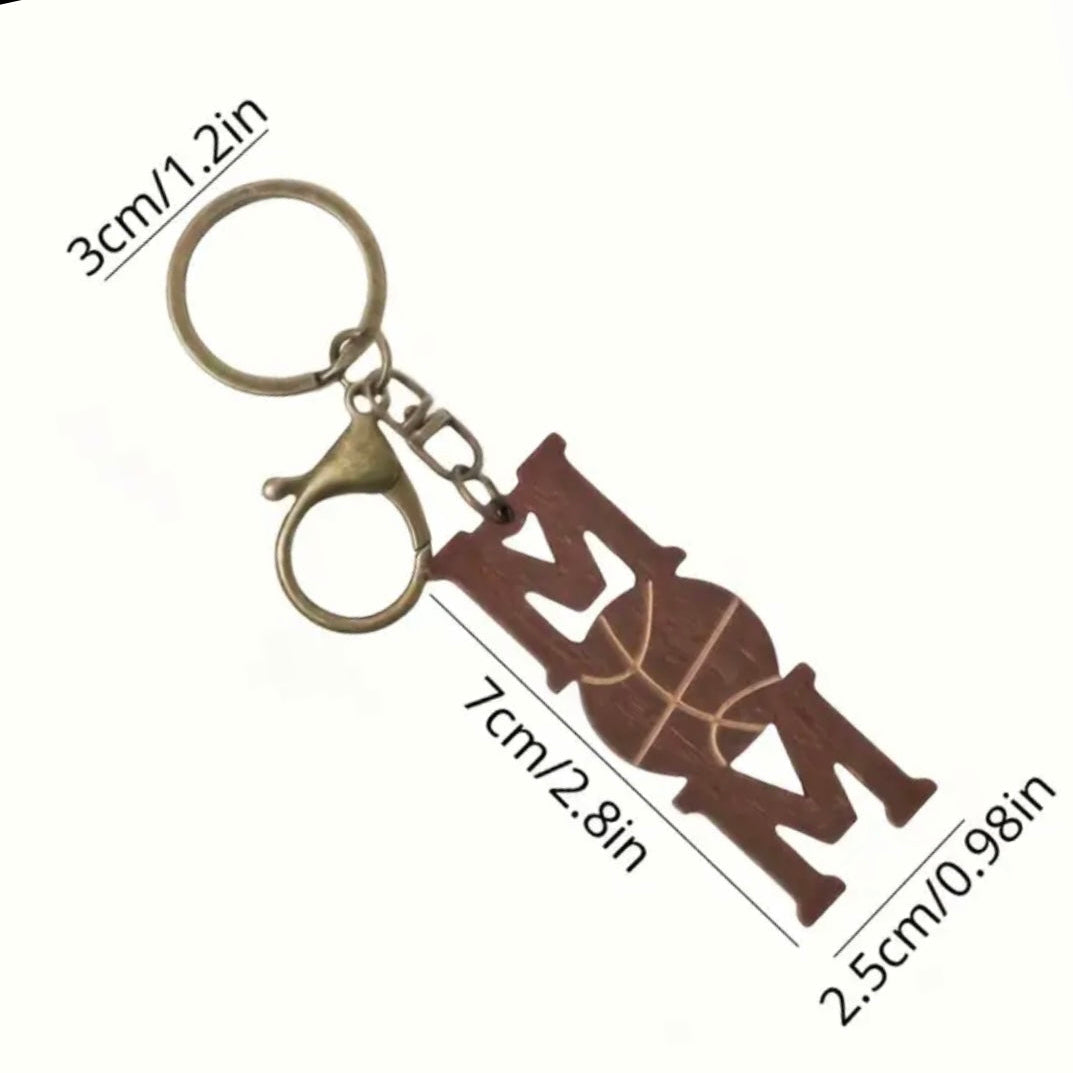 Football MOM Wooden Keychain