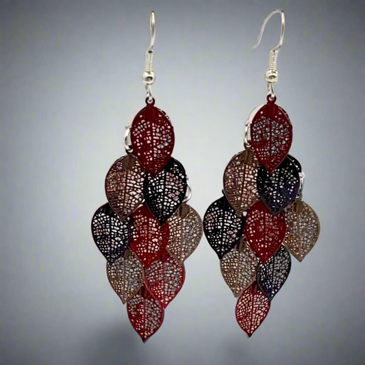 Red Leaf Tassel Earrings