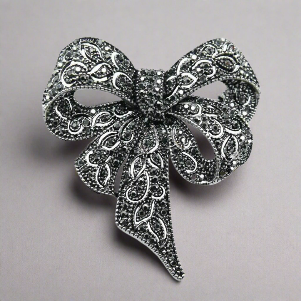 Black Bow Brooch Pin