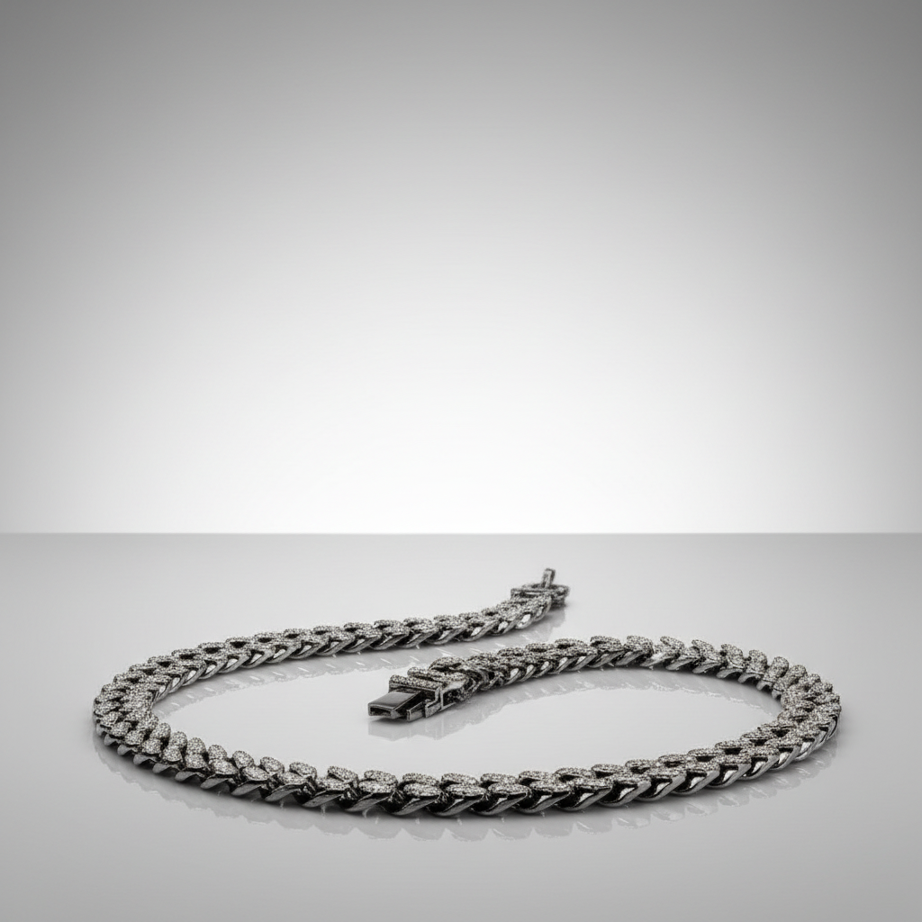 Black & Clear Cuban Chain Set 24/8