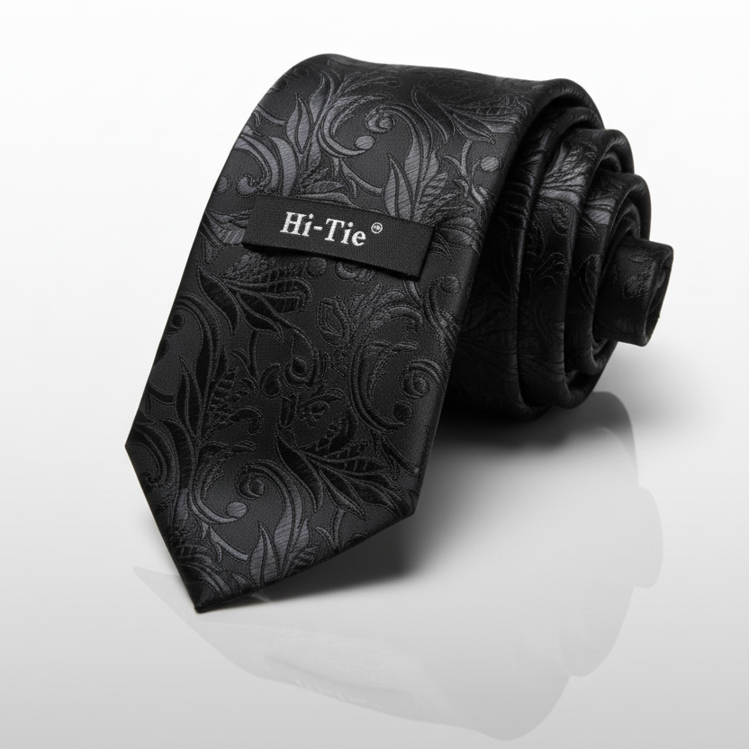 Black Scroll Necktie Set