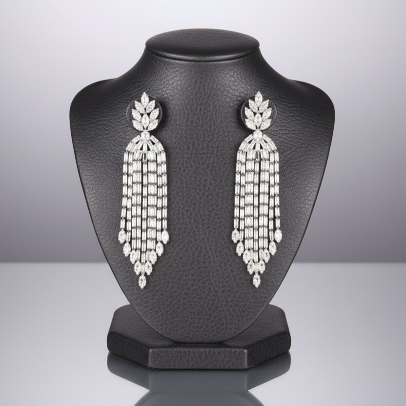 Delicate & Detailed Zirconia Tassel Earrings