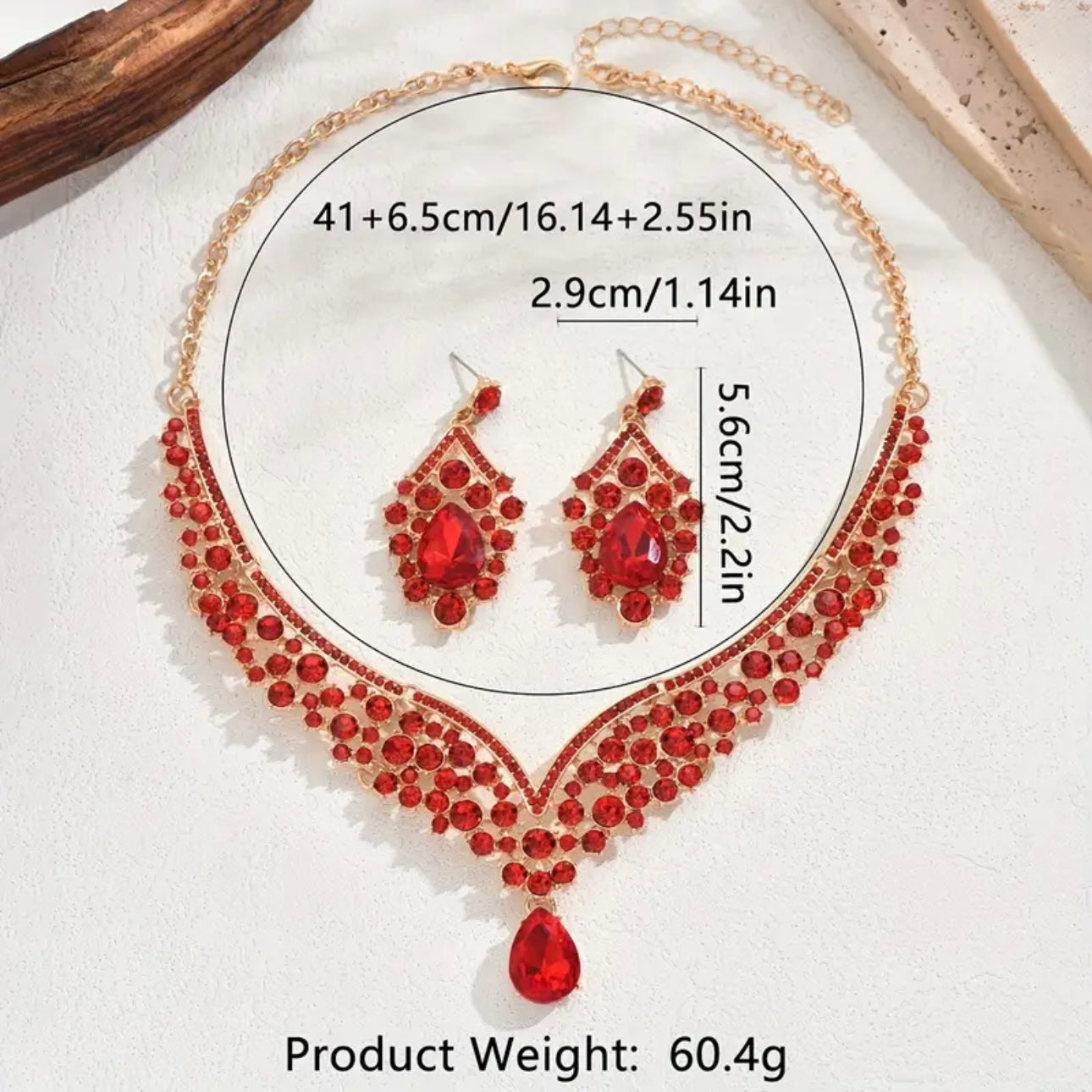 Teardrop Red Jewelry Set