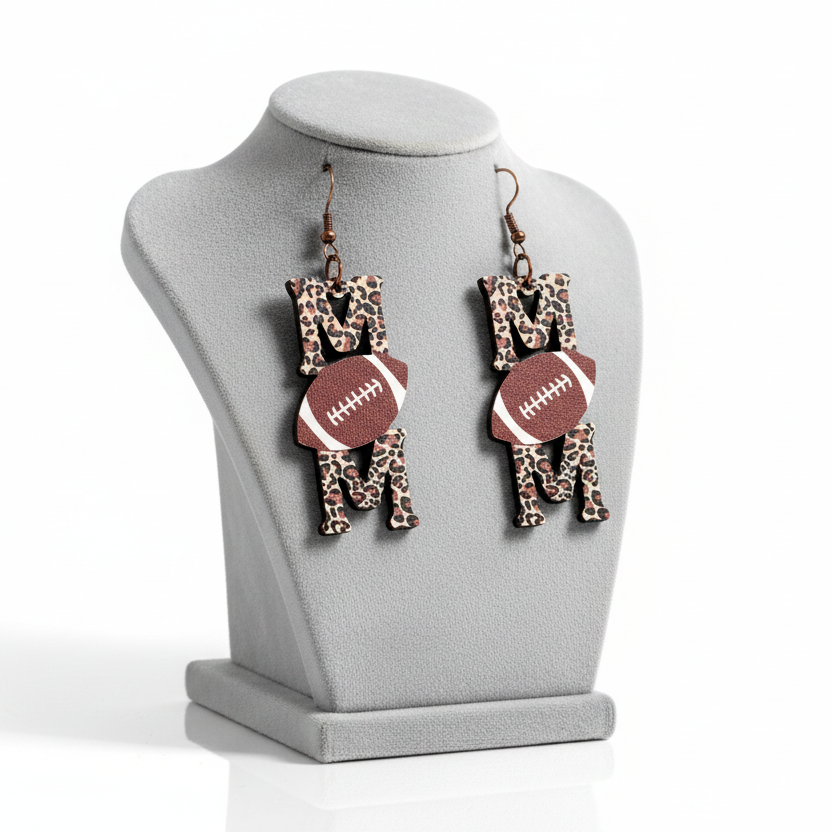 Football Mom Leopard Earrings