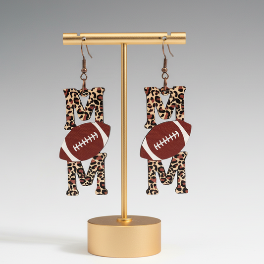 Football Mom Leopard Earrings