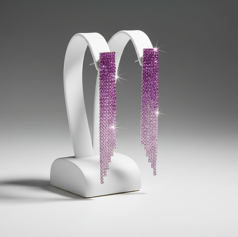 Purple Gradient Tassel Earrings
