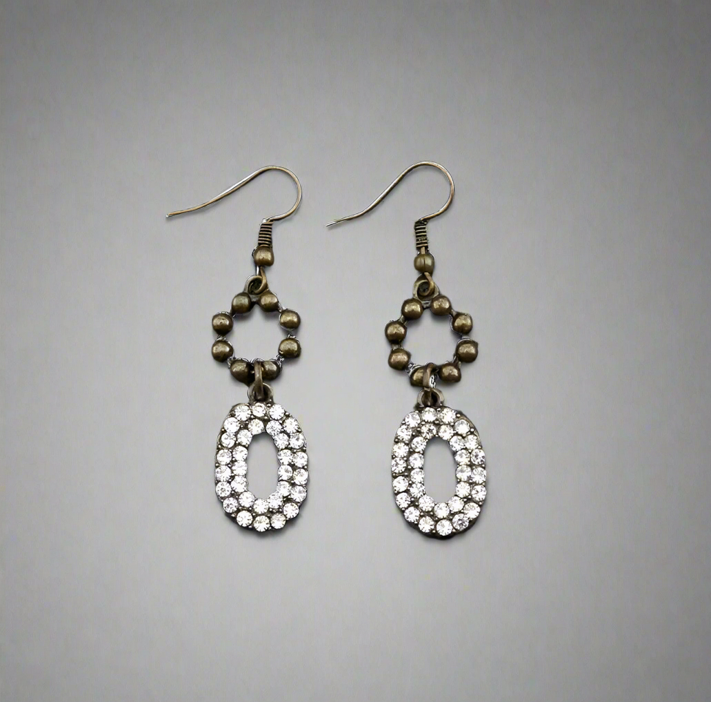 Bronze Rhinestone Dangle Earrings